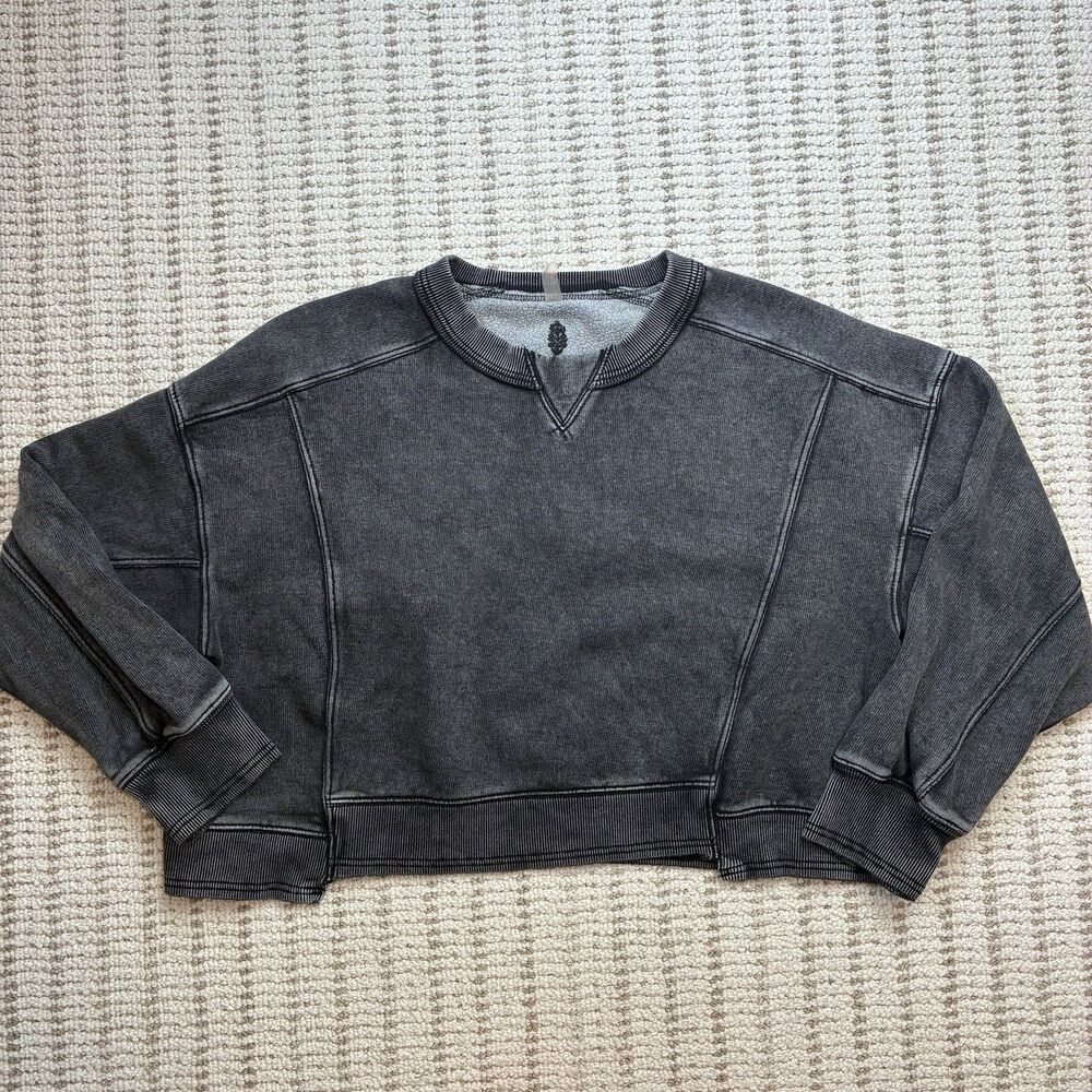 Free People FP Movement Intercept Pullover Sweatshirt Gray Heather Size Large